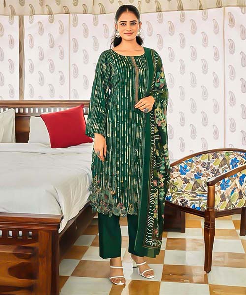 Green  Jam Satin Casual Wear Salwar Kameez in peterborough