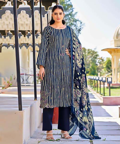Blue Jam Satin Casual Wear Salwar Kameez in peterborough