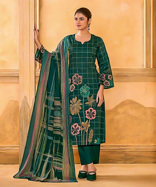 Green Jam Silk Casual Wear Salwar Kameez in europe