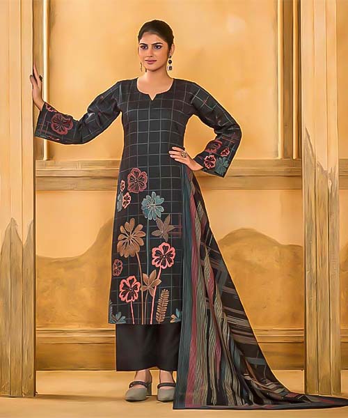 Black  Jam Silk Casual Wear Salwar Kameez in europe