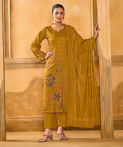 Yellow Jam Silk Casual Wear Salwar Kameez in europe