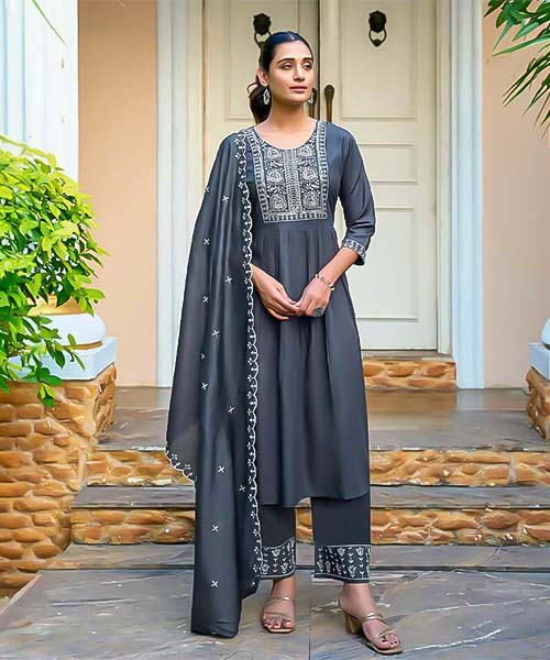 Grey  Viscose  Casual Wear Salwar Kameez in delhi