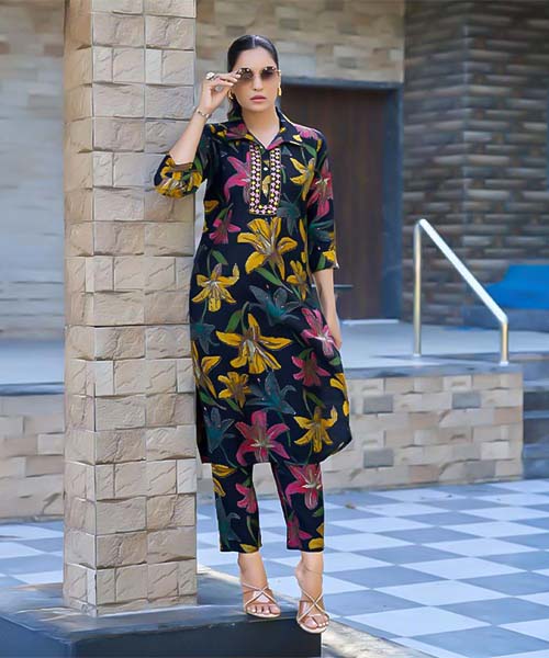 Black  Vertican Silk Printed Kurti in northampton