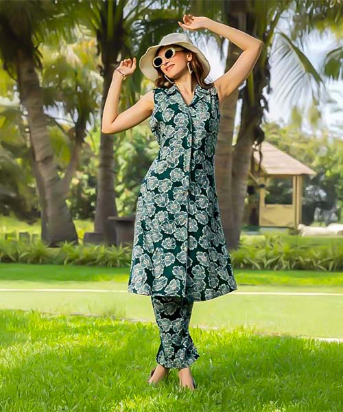 Green  Rayon Printed Kurti in ipswich
