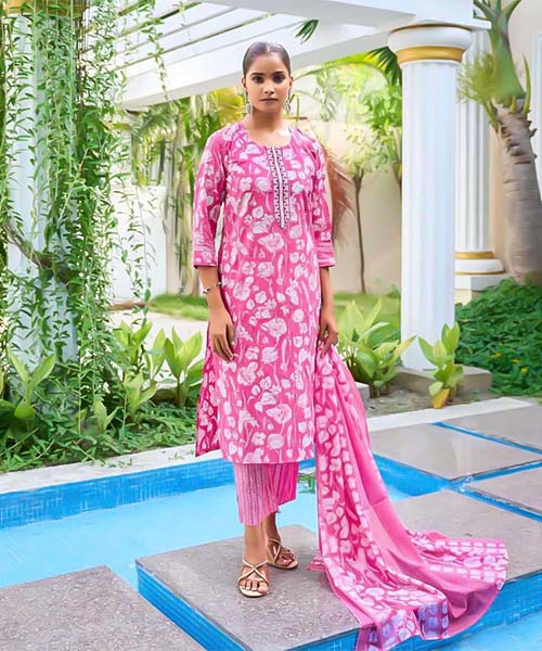 Pink  Cotton Casual Wear Salwar Kameez