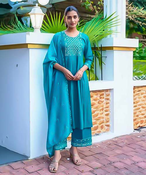 Blue Viscose  Casual Wear Salwar Kameez in delhi