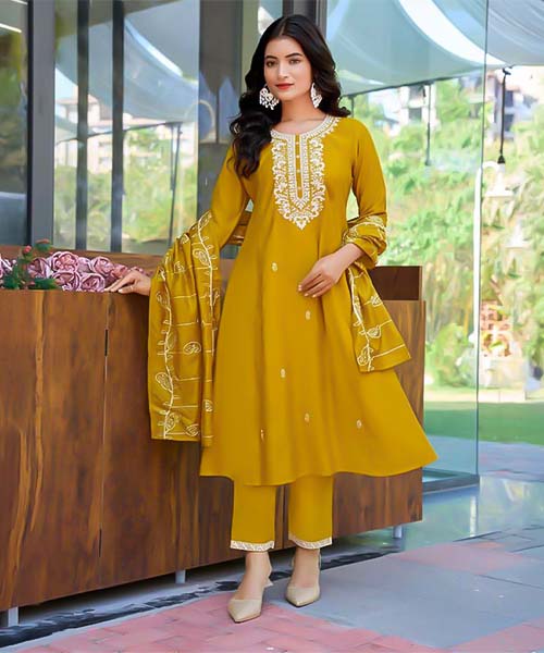 Yellow  Vertican Casual Wear Salwar Kameez
