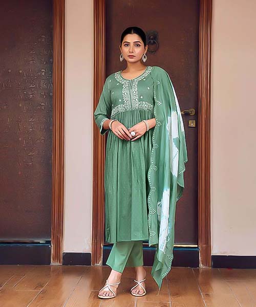 Green Cotton Casual Wear Kurti