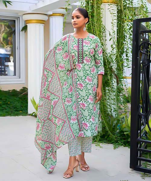Green  Cotton Casual Wear Salwar Kameez