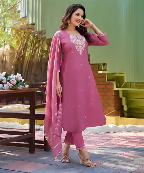 Pink  Vertican Casual Wear Salwar Kameez