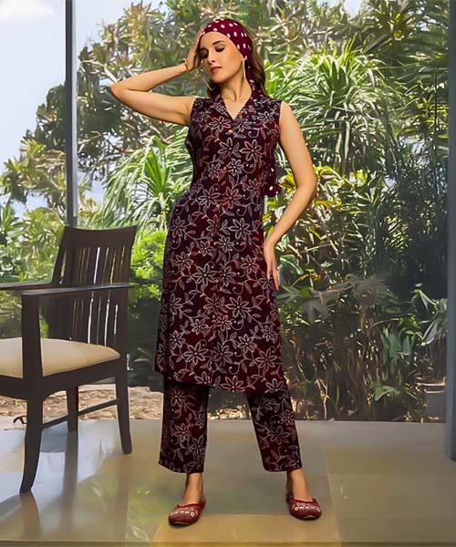 Brown  Rayon Printed Kurti in ipswich