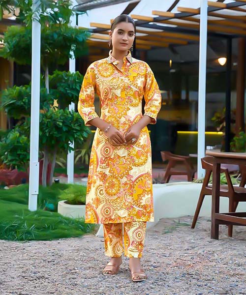 Yellow  Vertican Printed Kurti in denver
