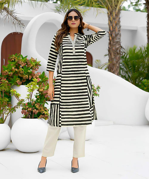 Black  Cotton Flex Printed Kurti in newport