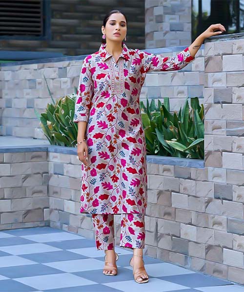 Pink Vertican Silk Printed Kurti in northampton