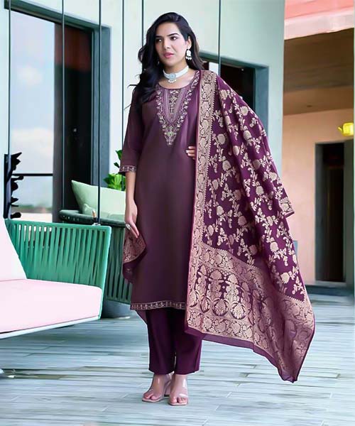 Violet Roman Silk Casual Wear Salwar Kameez