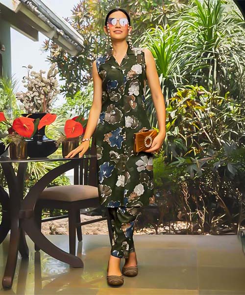 Green  Rayon Printed Kurti in truro