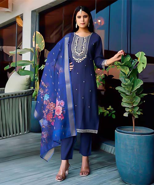 Violet Roman Silk Casual Wear Salwar Kameez