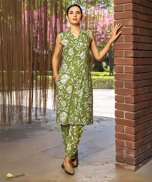 Green  Rayon Printed Kurti in ipswich