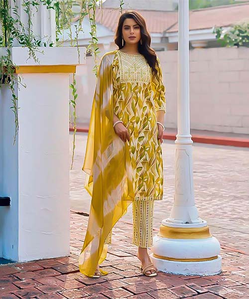 Yellow  Rayon  Casual Wear Salwar Kameez in mumbai