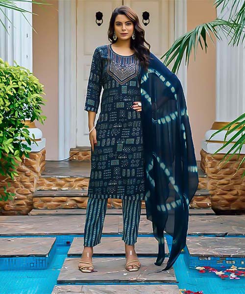 Blue Rayon  Casual Wear Salwar Kameez in mumbai