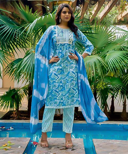 Sky Blue Rayon  Casual Wear Salwar Kameez in mumbai