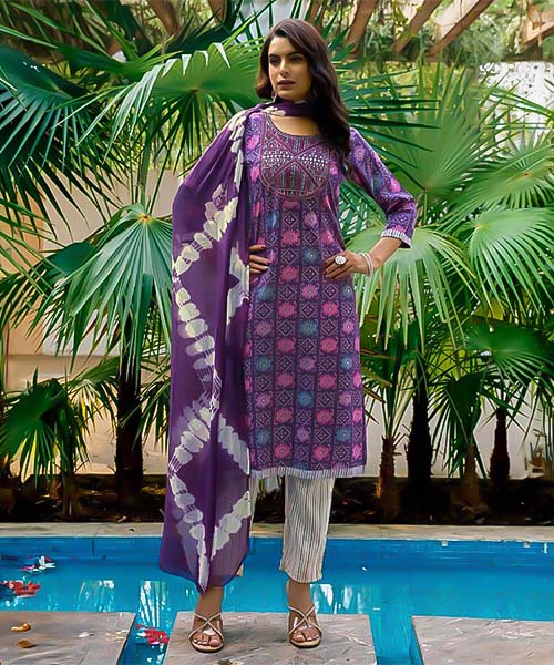 Purple Rayon  Casual Wear Salwar Kameez in mumbai