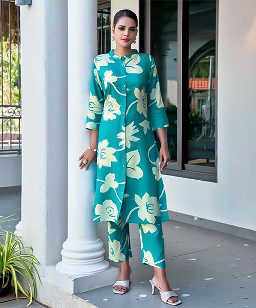 Cyan  Viscose Printed Kurti in bolton