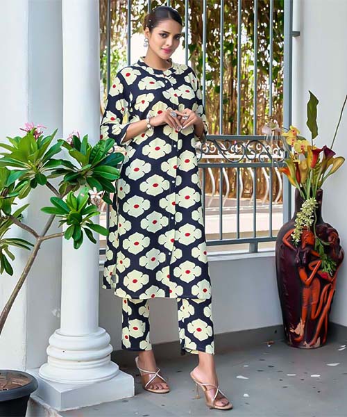 Blue Viscose Printed Kurti in bolton
