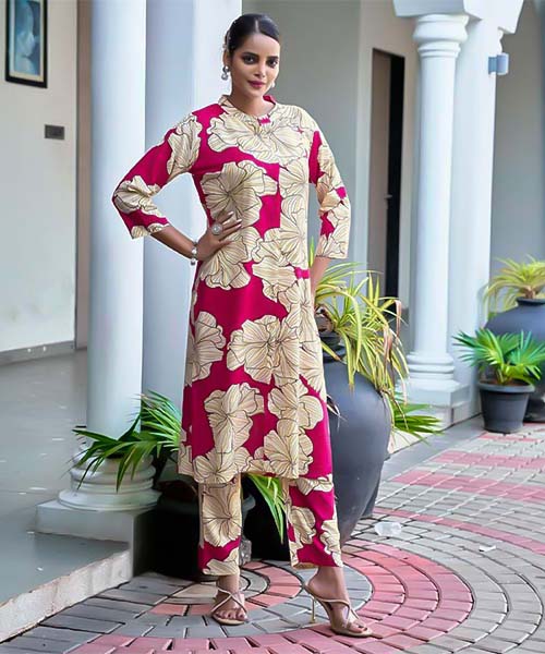 Magenta  Viscose Printed Kurti in bolton