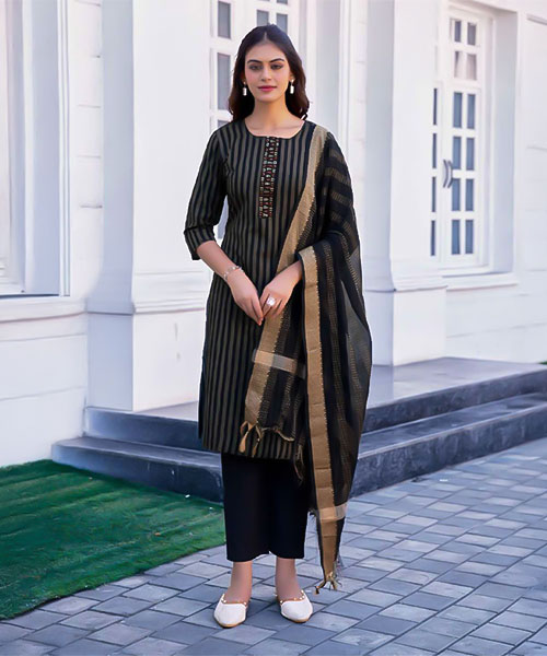 Black  Handloom Weaving Cotton Casual Wear Salwar Kameez in louisville