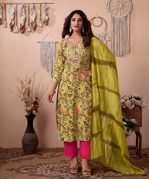 Green  Rayon Printed Salwar Kameez in ipswich
