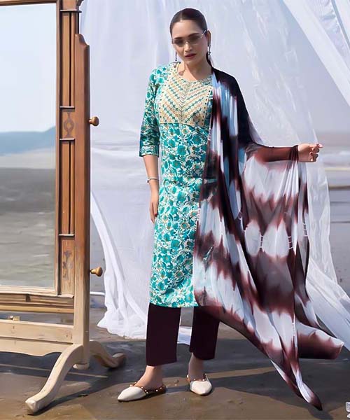 Cyan Rayon Casual Wear Salwar Kameez in seattle