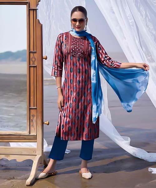 Brown Rayon Casual Wear Salwar Kameez in seattle