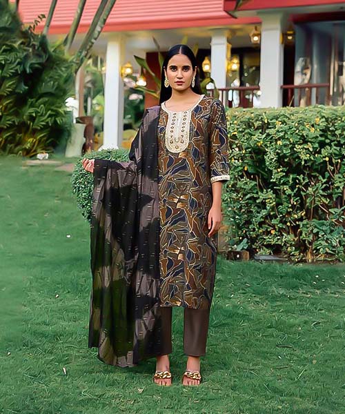 Brown Roman Silk Casual Wear Kurti