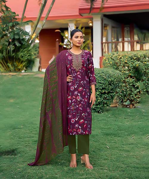 Violet Roman Silk Casual Wear Kurti