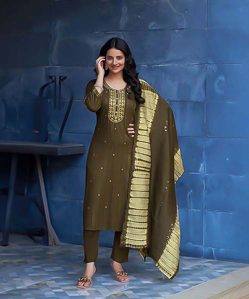 Olive Green Rayon Casual Wear Kurti