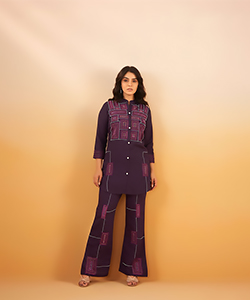 Purple Viscose Silk Casual Kurtis