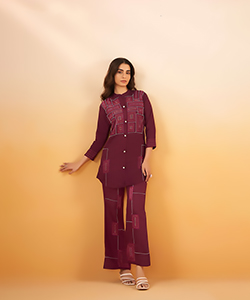 Maroon Viscose Silk Casual Kurtis