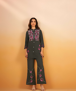 Black Viscose Silk Casual Kurtis