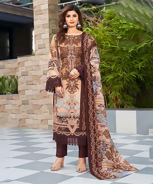 Brown  Cotton Printed Salwar Kameez in mumbai