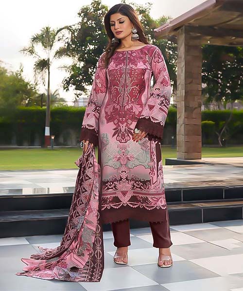 Pink Cotton Printed Salwar Kameez in mumbai