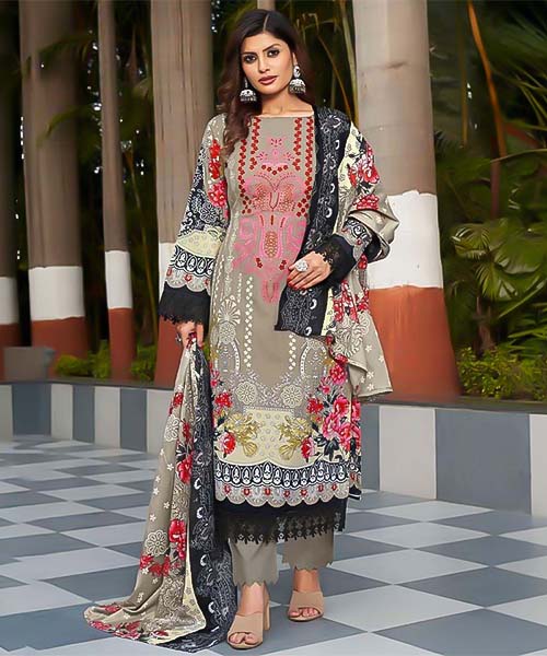 Grey Cotton Printed Salwar Kameez in mumbai