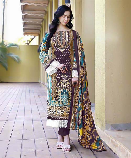 Purple  Cotton Printed Salwar Kameez in europe