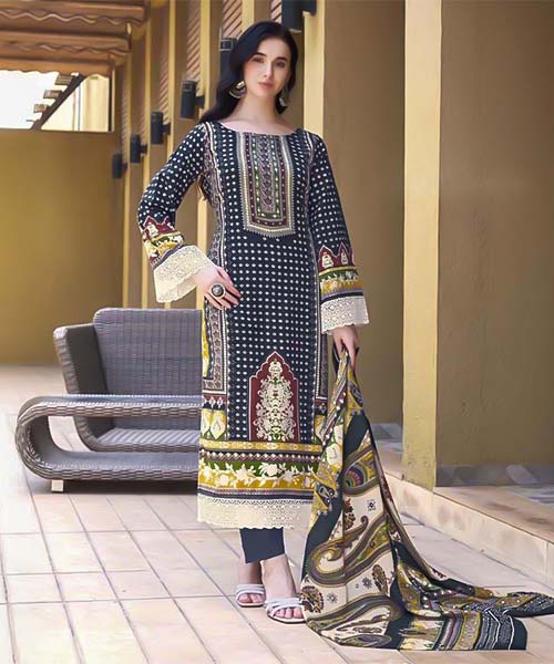 Blue Cotton Printed Salwar Kameez in europe