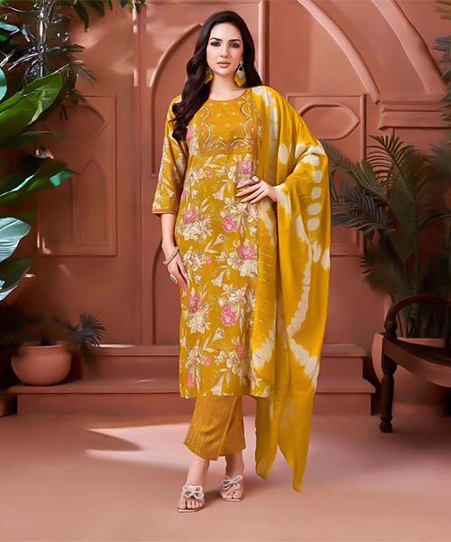 Yellow  Rayon Casual Wear Salwar Kameez in middlesbrough