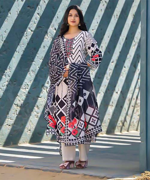 White  Linen Casual Wear Salwar Kameez in oxford