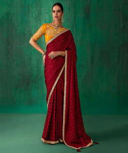 Beautiful Silk With Zari Butti Less Border Saree