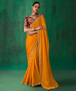 Beautiful Silk With Zari Butti Less Border Saree