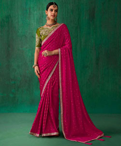 Beautiful Silk With Zari Butti Less Border Saree