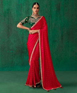 Beautiful Silk With Zari Butti Less Border Saree